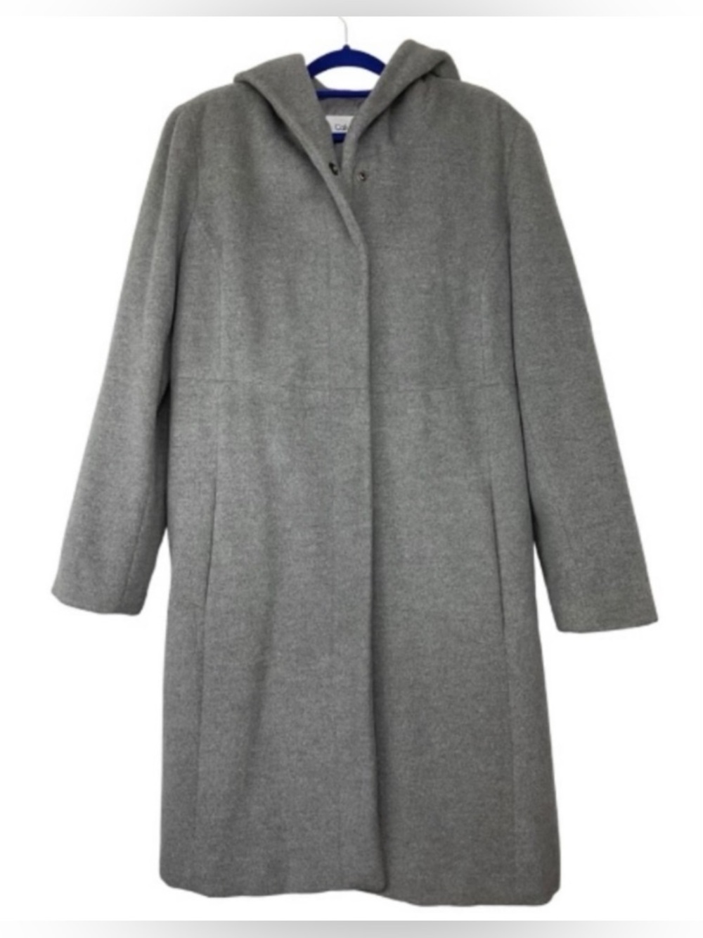 Calvin Klein Angora Hooded Trench Coat in Gray